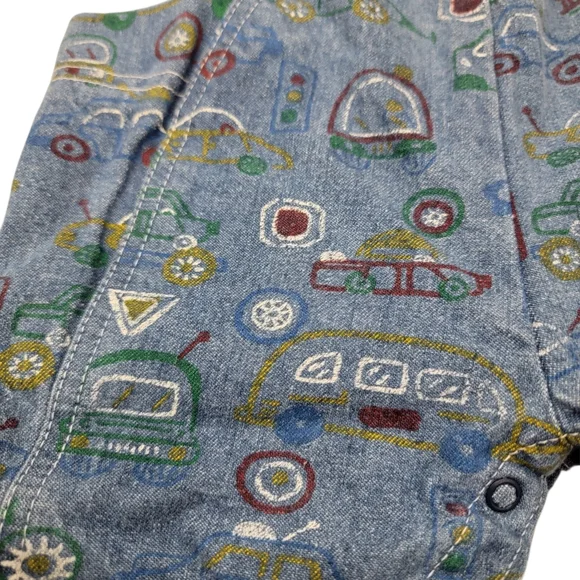 Vintage Oshkosh B'Gosh Overalls Blue Denim Car Truck Print Toddler 1990’s Sz 18M - Picture 10 of 15